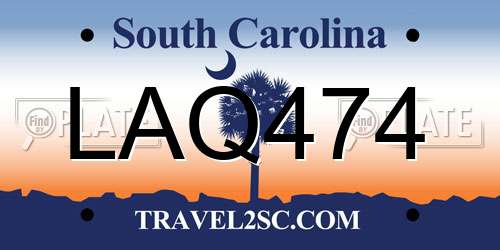 LAQ474 South Carolina License Plate