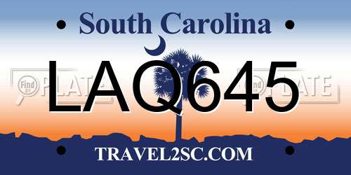 LAQ645 South Carolina License Plate