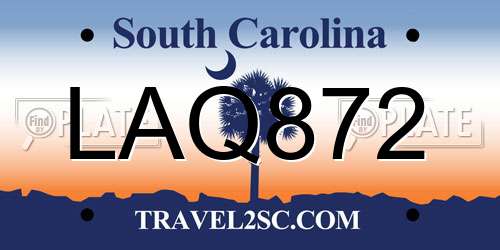 LAQ872 South Carolina License Plate