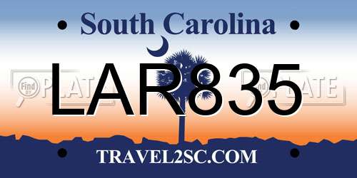 LAR835 South Carolina License Plate