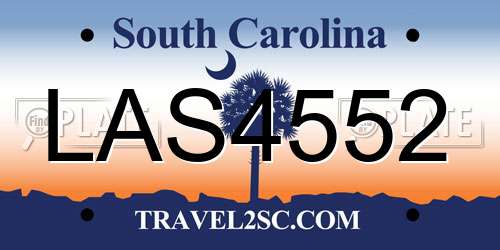 LAS4552 South Carolina License Plate