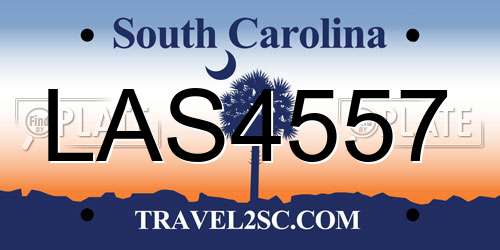 LAS4557 South Carolina License Plate