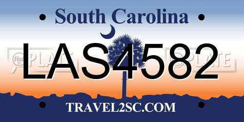 LAS4582 South Carolina License Plate