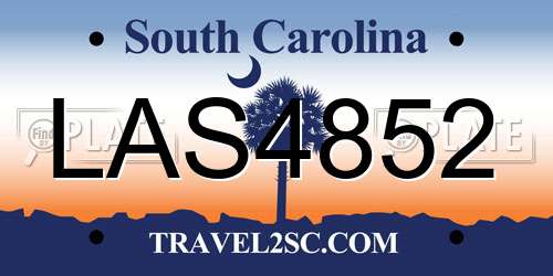 LAS4852 South Carolina License Plate