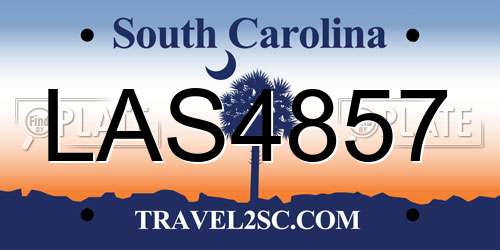 LAS4857 South Carolina License Plate