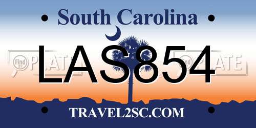 LAS854 South Carolina License Plate