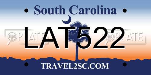 LAT522 South Carolina License Plate