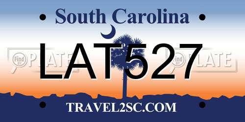 LAT527 South Carolina License Plate