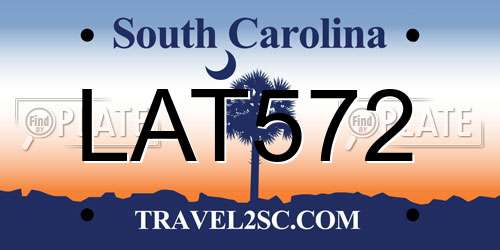 LAT572 South Carolina License Plate