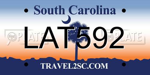 LAT592 South Carolina License Plate