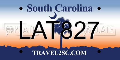 LAT827 South Carolina License Plate