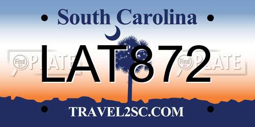 LAT872 South Carolina License Plate