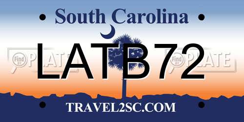 LATB72 South Carolina License Plate