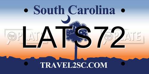 LATS72 South Carolina License Plate