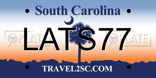 LATS77 South Carolina License Plate