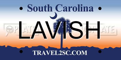 LAVISH South Carolina License Plate