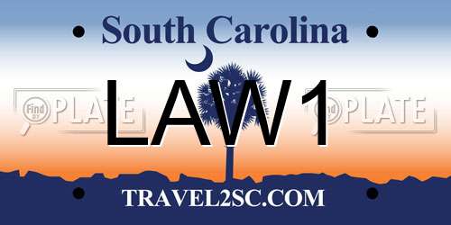 LAW1 South Carolina License Plate