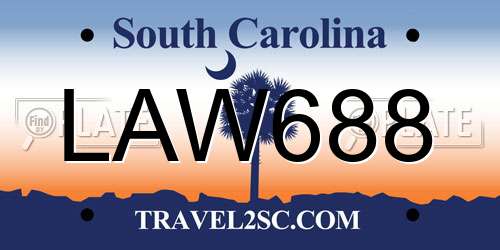 LAW688 South Carolina License Plate