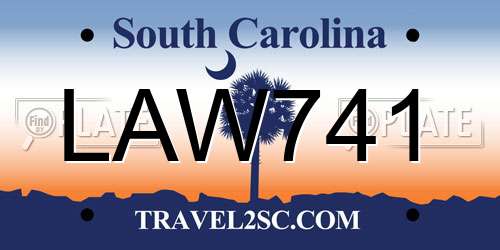 LAW741 South Carolina License Plate