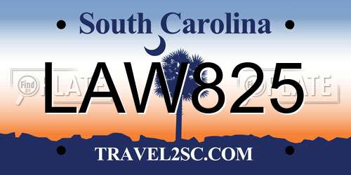 LAW825 South Carolina License Plate