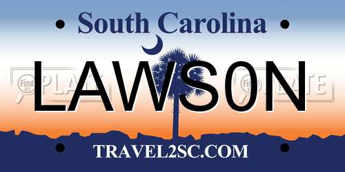 LAWS0N South Carolina License Plate