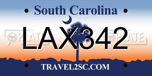 LAX342 South Carolina License Plate
