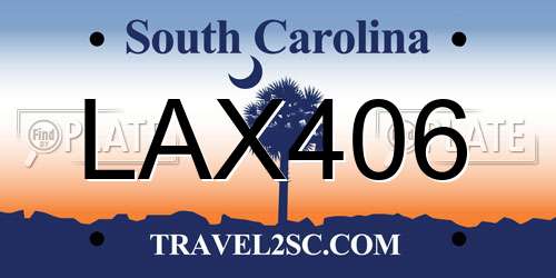 LAX406 South Carolina License Plate
