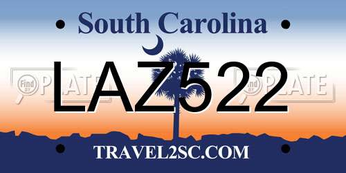 LAZ522 South Carolina License Plate