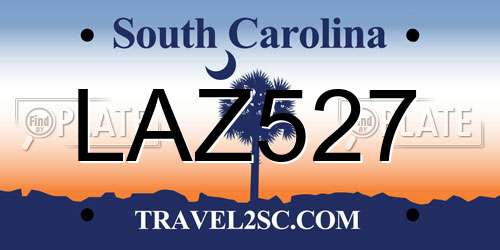LAZ527 South Carolina License Plate