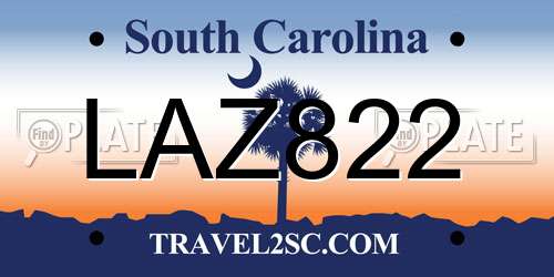 LAZ822 South Carolina License Plate