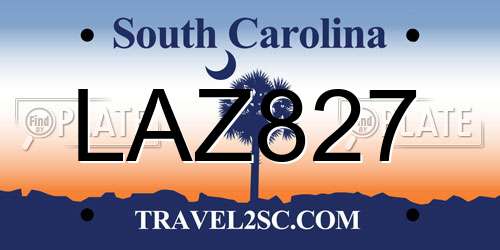 LAZ827 South Carolina License Plate