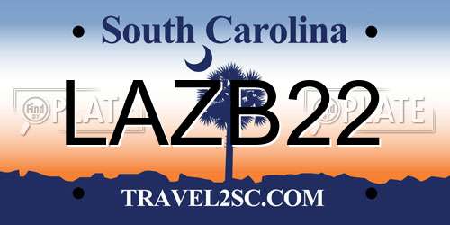 LAZB22 South Carolina License Plate
