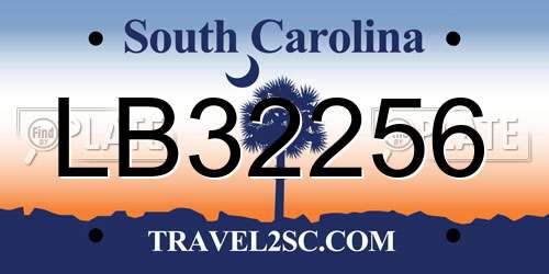 LB32256 South Carolina License Plate