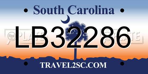 LB32286 South Carolina License Plate