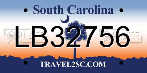 LB32756 South Carolina License Plate