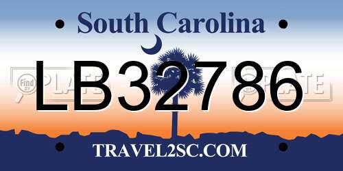 LB32786 South Carolina License Plate