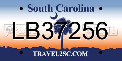 LB37256 South Carolina License Plate