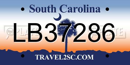 LB37286 South Carolina License Plate