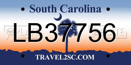 LB37756 South Carolina License Plate
