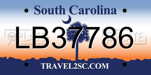 LB37786 South Carolina License Plate