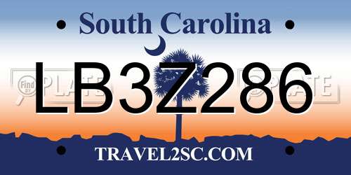 LB3Z286 South Carolina License Plate