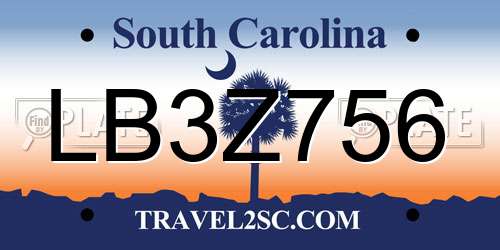 LB3Z756 South Carolina License Plate