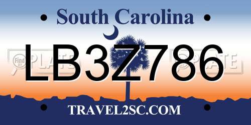 LB3Z786 South Carolina License Plate