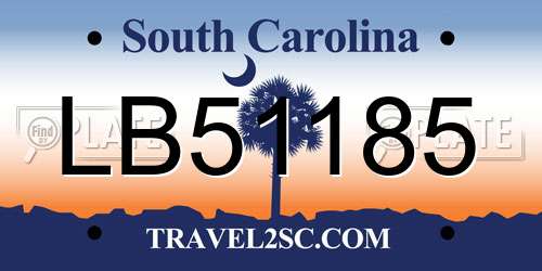 LB51185 South Carolina License Plate