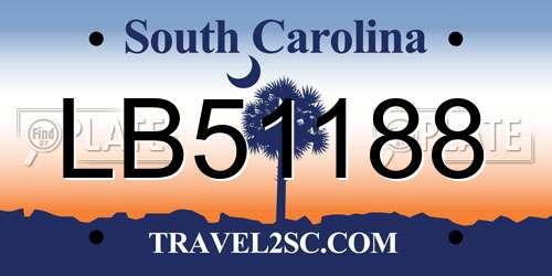 LB51188 South Carolina License Plate