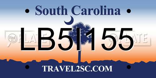 LB5I155 South Carolina License Plate