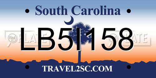 LB5I158 South Carolina License Plate