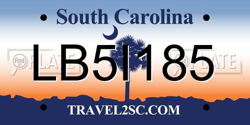 LB5I185 South Carolina License Plate