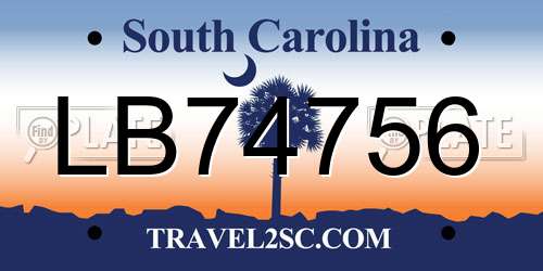 LB74756 South Carolina License Plate