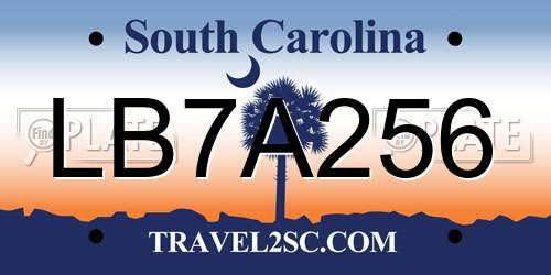 LB7A256 South Carolina License Plate